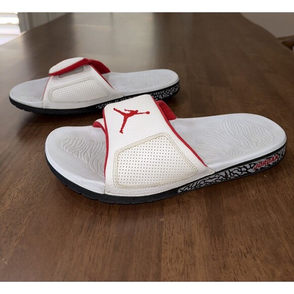 Nike Air Jordan Hydro Slide Sandals White Red Adjustable Comfort Slides Men 11